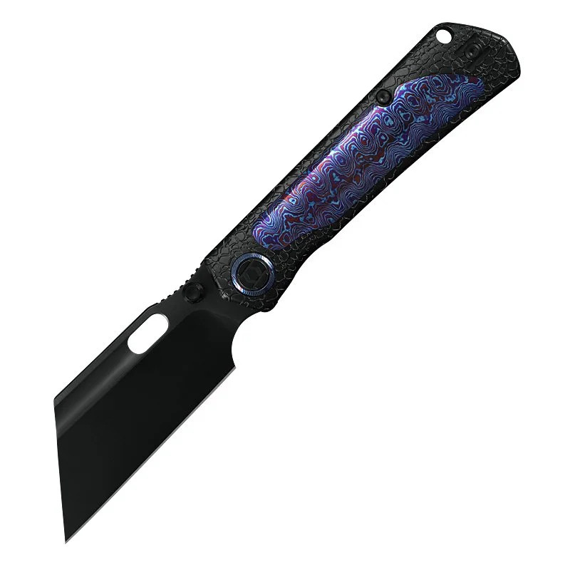 Kunwu Chochise Folding Knife DLC Honeydew Texture w/ Timascus