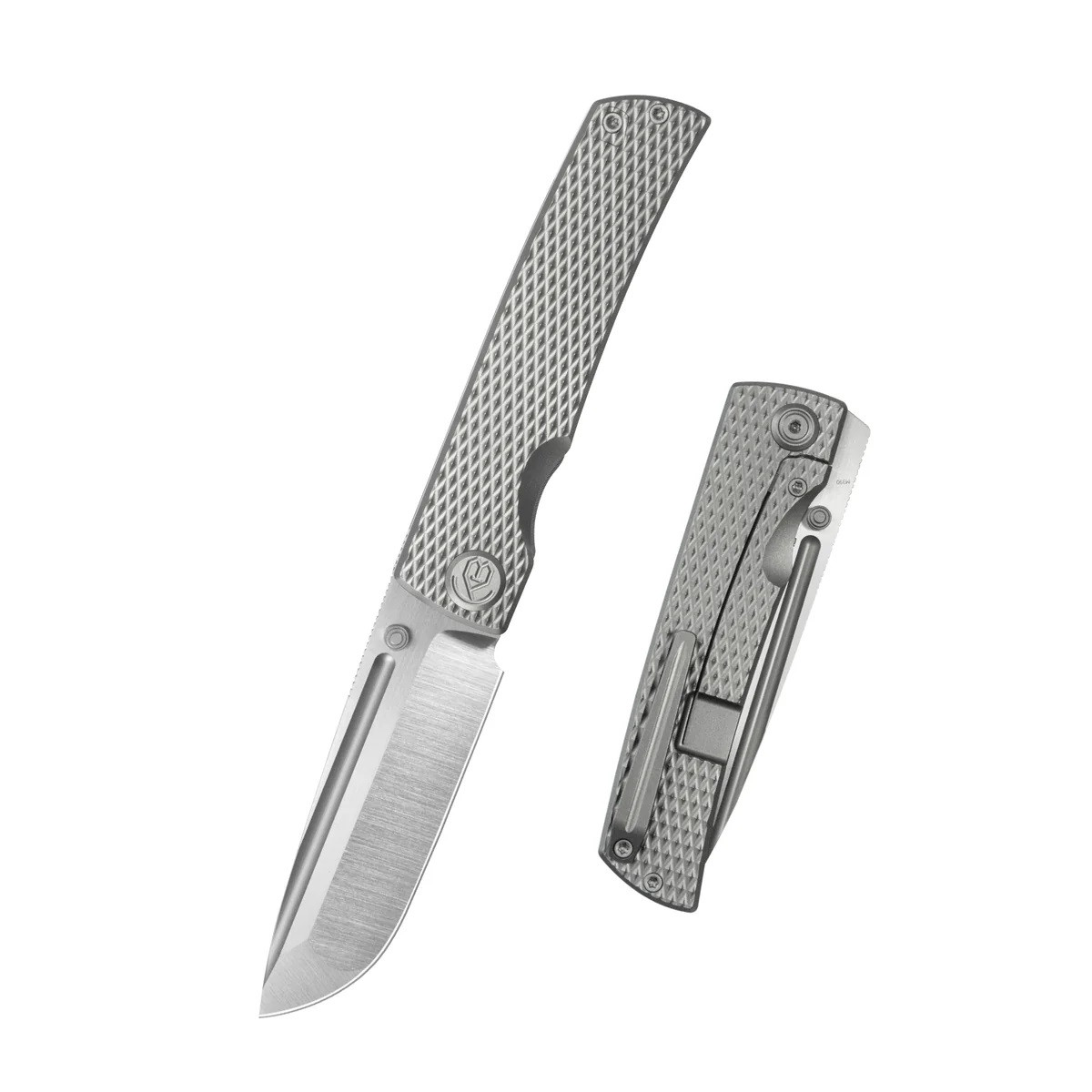 KB Mosquito Folding Knife Gray Titanium Handle M390 Plain Edge