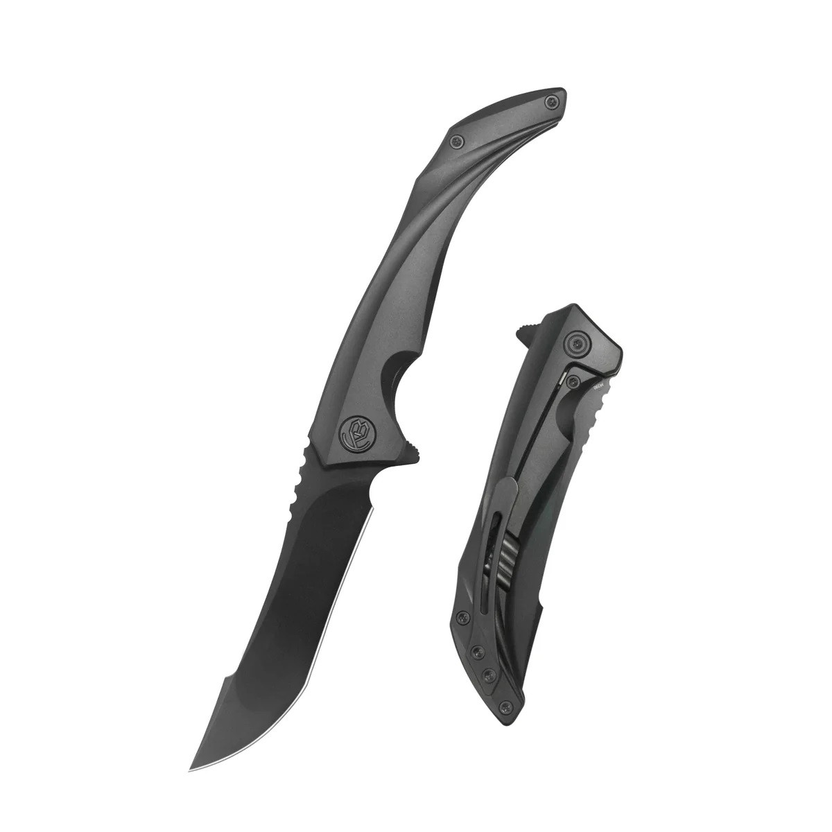 キリン　③ KB Cyrus Folding Knife DLC Titanium Handle M390 Plain Edge DLC