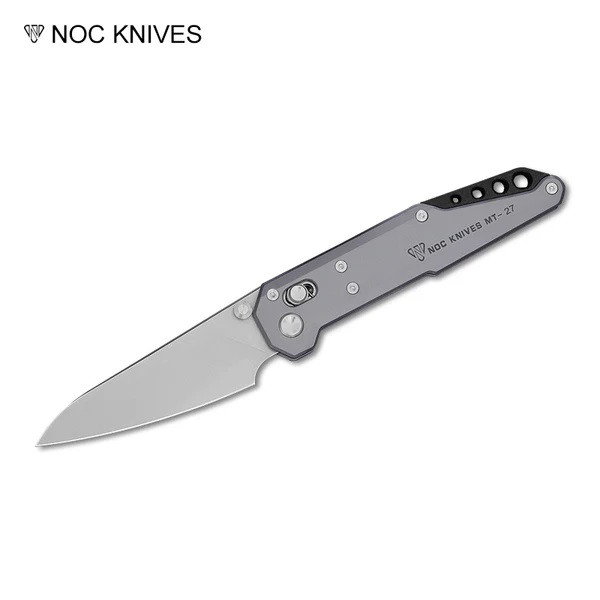 NOC Knives Dark Feather Folding Knife Gray Titanium Handle M390