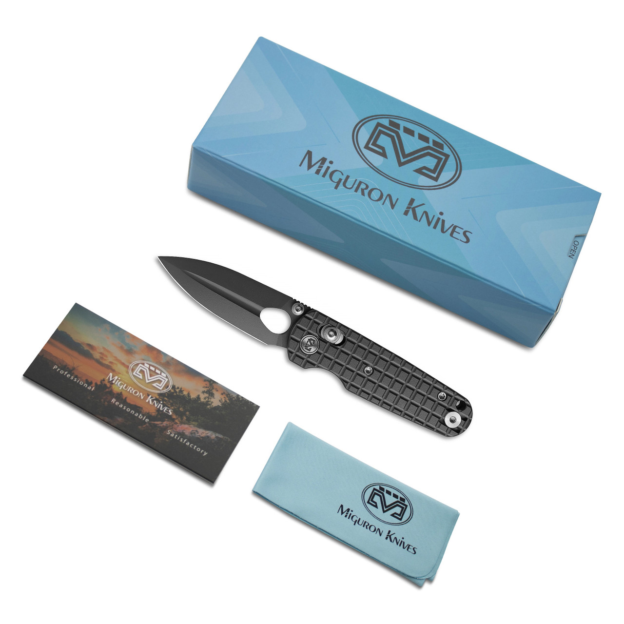 Miguron Fyoka Folding Knife Grey PVD Aluminum Handle D2