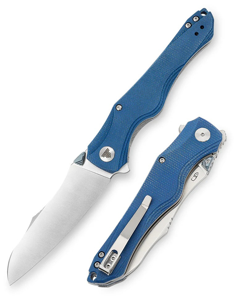カタリナ Trivisa Folding Knife Blue Micarta Handle 14C28N Plain Edge Satin