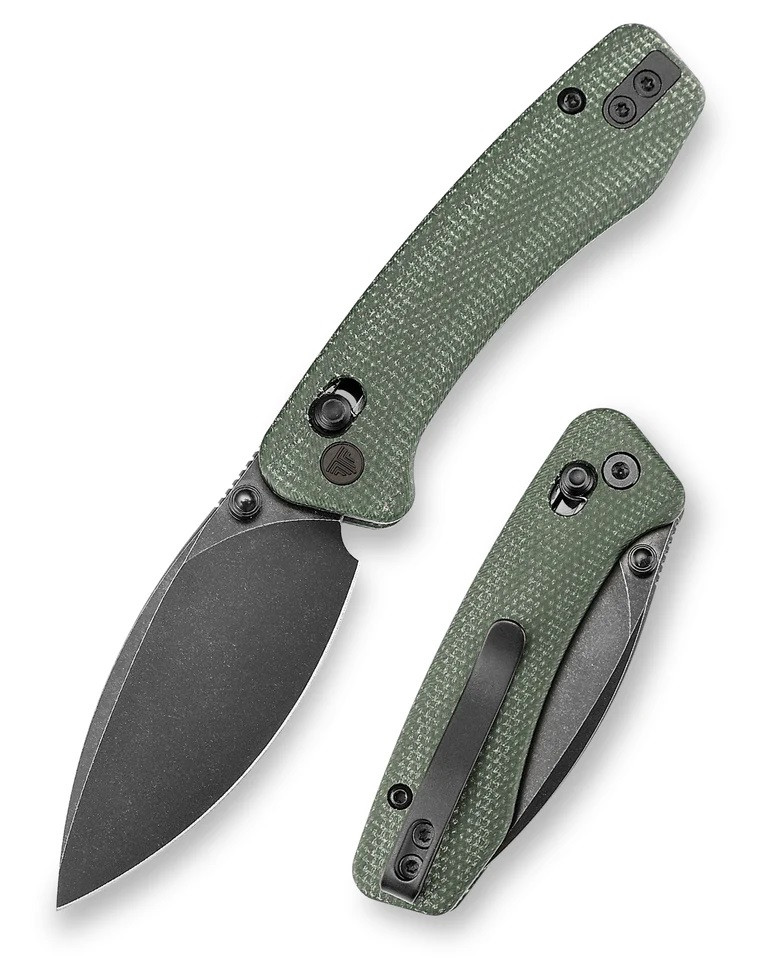 Trivisa Folding Knife Green Micarta Handle N690 Drop Point Plain