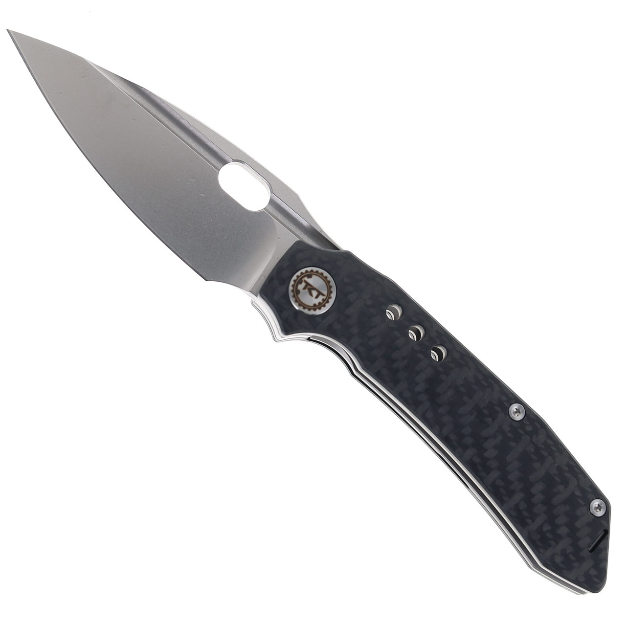 TwoSun TS582-M390-CF Folding Knife M390 Stonewash Blade Titanium