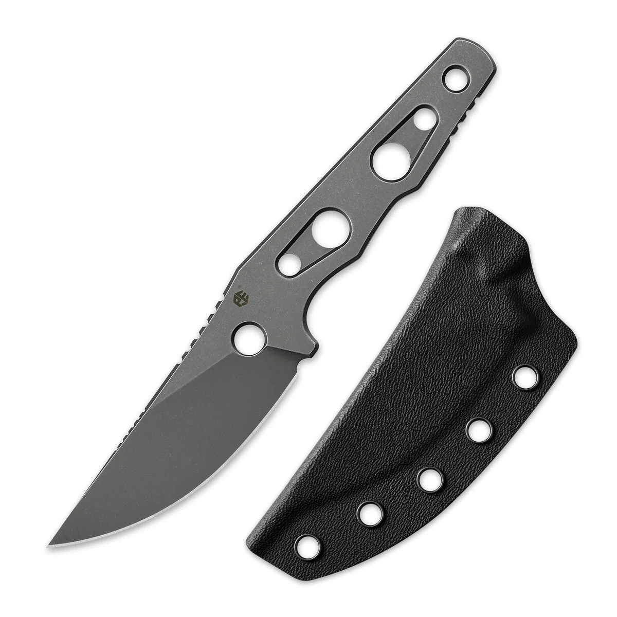 Petrified Fish Fixed Blade Knife Gray Stonewash N690 Handle/Blade