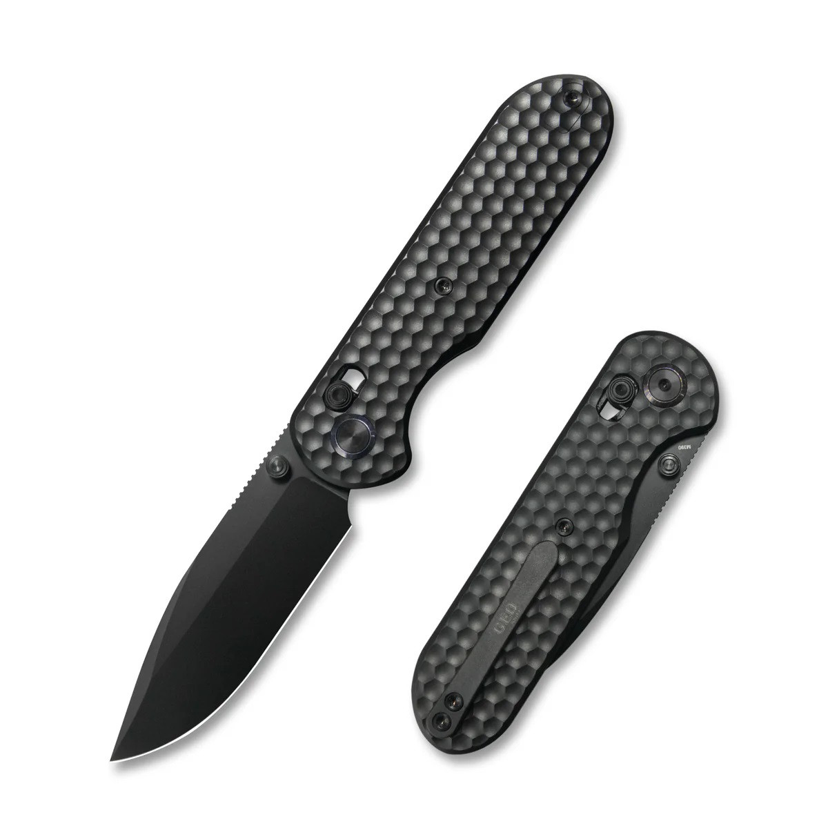 Geo Ethereal Cutter Folding Knife Black Titanium Handle M390 Drop
