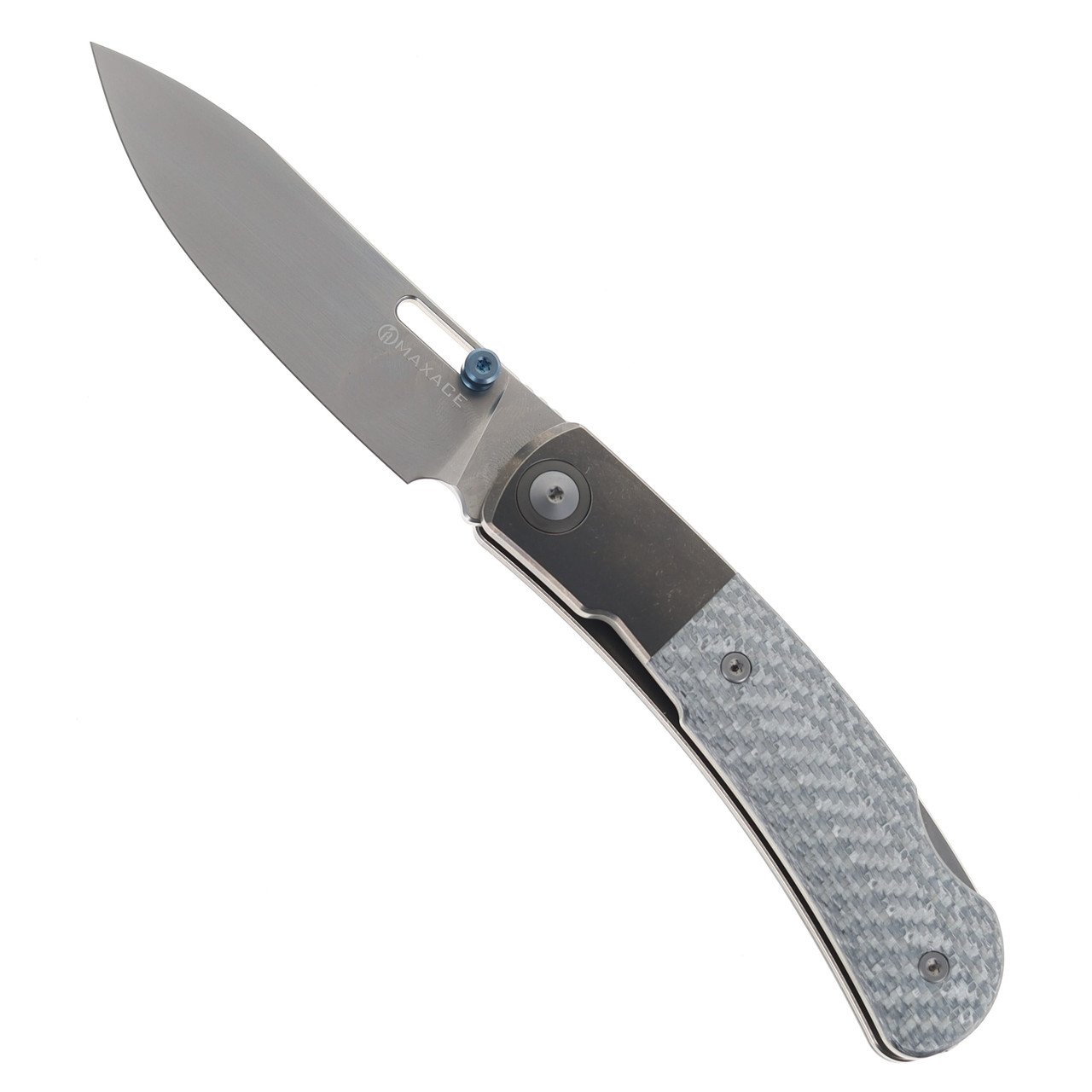 Maxace Beetle 2 Folding Knife Titanium & Silver Twill Carbon Fiber