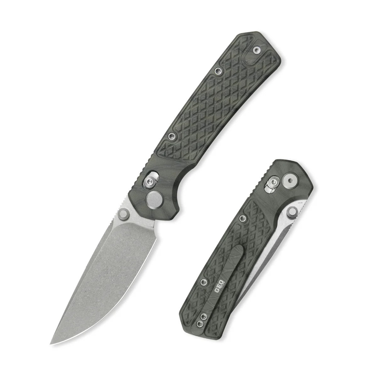Ge0 Blaze Folding Knife Tiger Stripe Flamed Titanium Handle M390