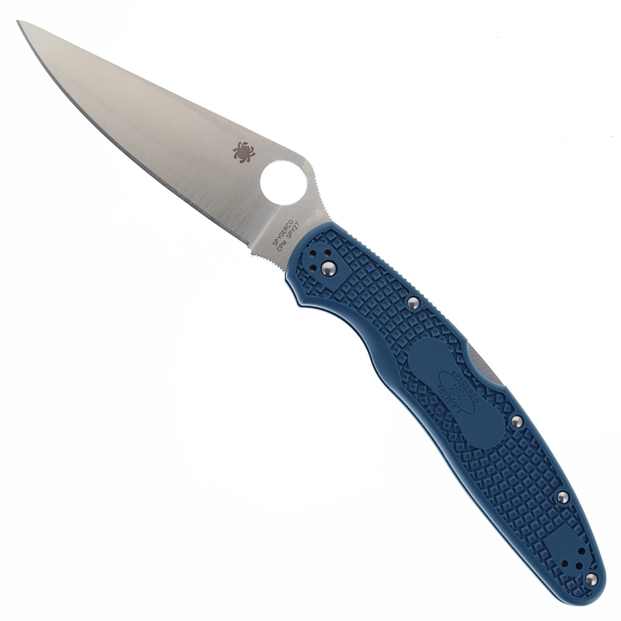 チ*タ様 米軍放出品BlueForceGearSPLITminusCHESTRI Spyderco Police 4 Folding Knife Lightweight CPM SPY27 Blue FRN