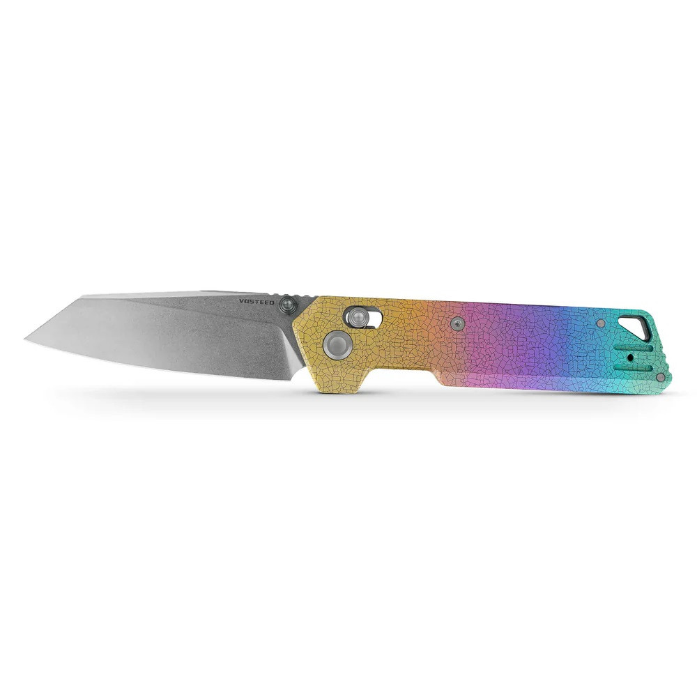 Vosteed Parallel Folding Knife Iridescent Crackle Titanium Handle