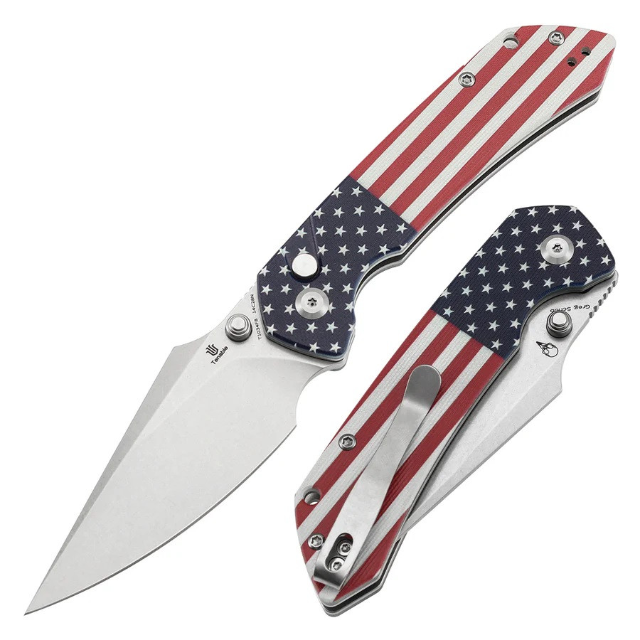 Tenable Fenrir Folding Knife Jade G10/American Flag Handle 14C28N