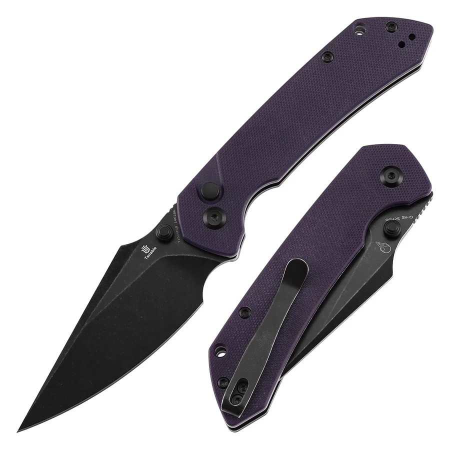 Tenable Fenrir Folding Knife Purple G10 Handle 14C28N Harpoon
