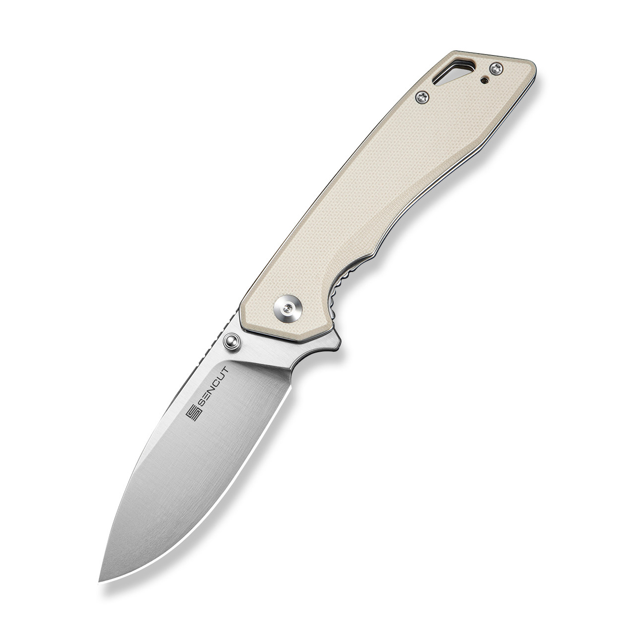 Sencut Stratex Folding Knife Off White G10 Handle 9Cr18MoV Plain