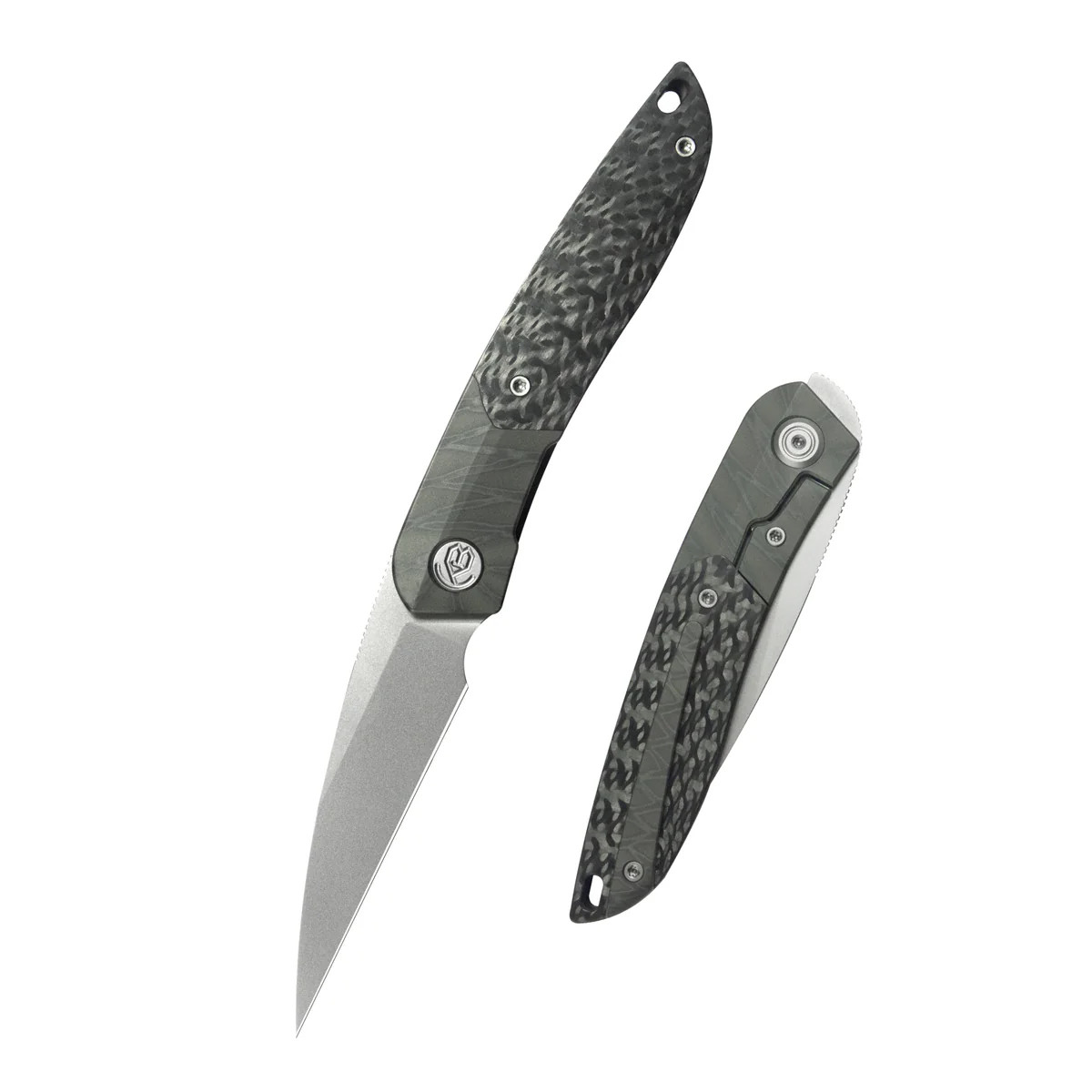 KB Spike Folding Knife Flame Ano Titanium w/ Twill Carbon Fiber