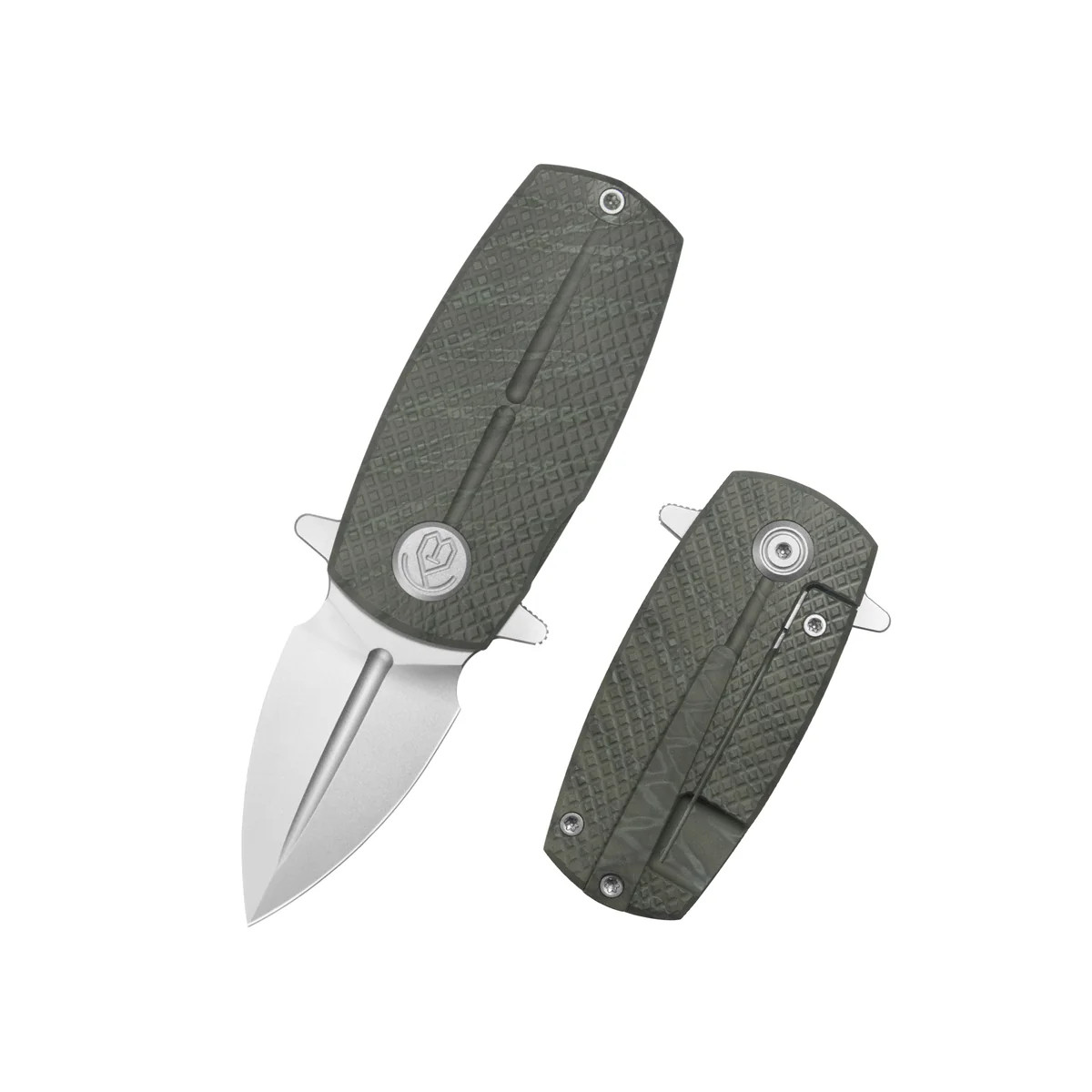 kamo様 KB Knives Fang Mini Pocket Knife Flame Ano Titanium with Diamond