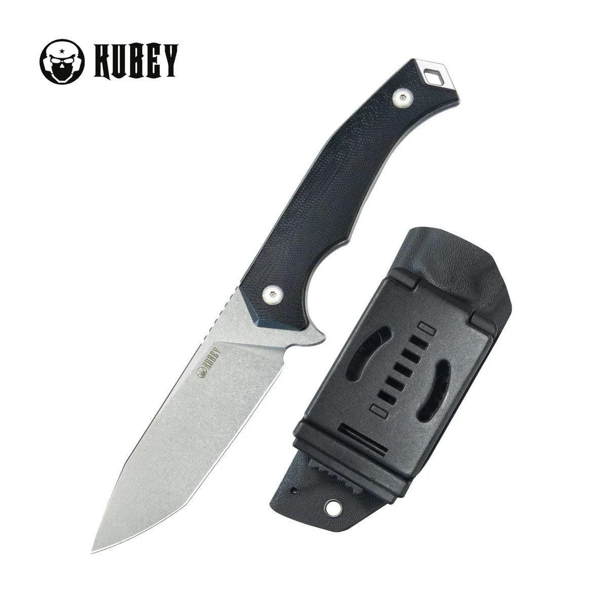 Kubey Swordfish Fixed Blade Knife Black G10 Handle AUS-10 Tanto