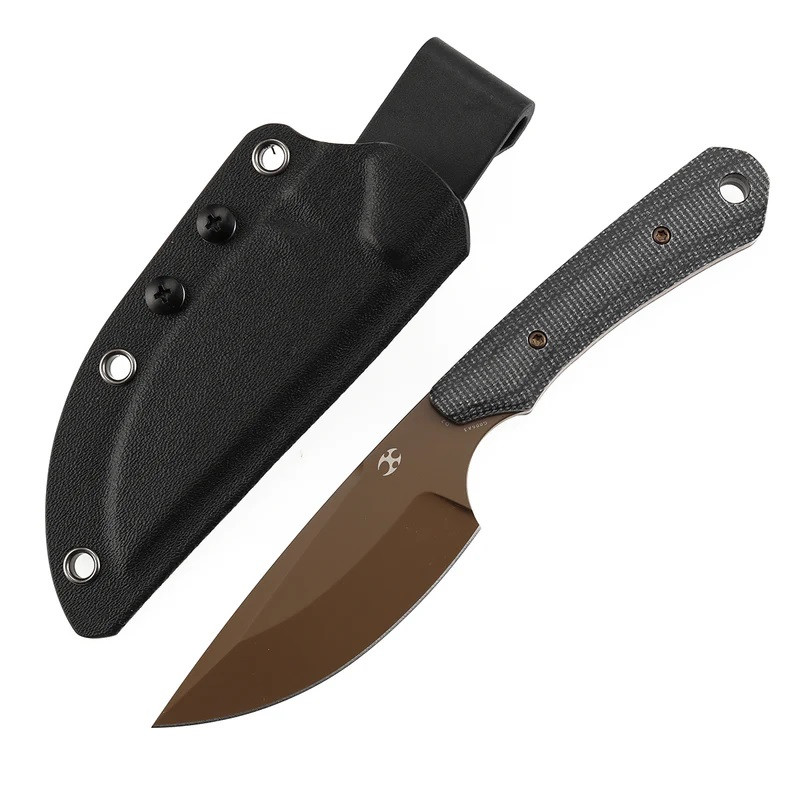 Kansept Flank Fixed Blade Knife Black Micarta Handle D2 Drop Point