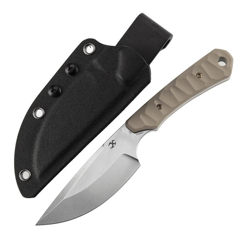 Kansept Flank Fixed Blade Knife Light Sand G10 Handle D2 Drop