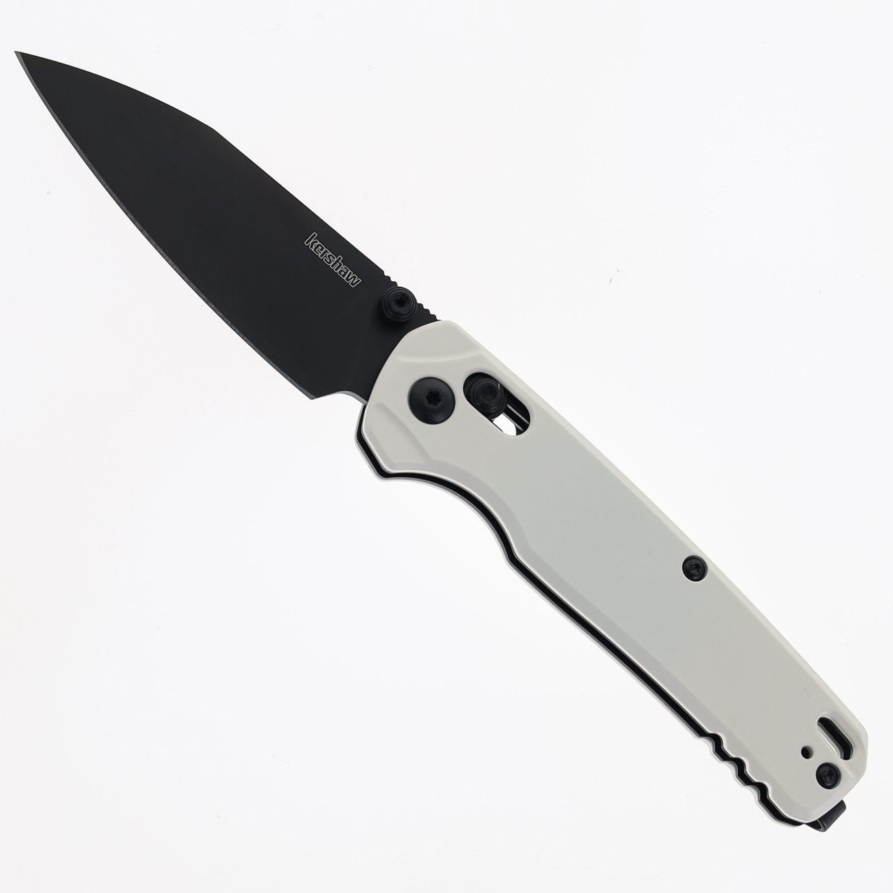 Kershaw Bel Air Folding Knife White Aluminum Handle Reverse Tanto
