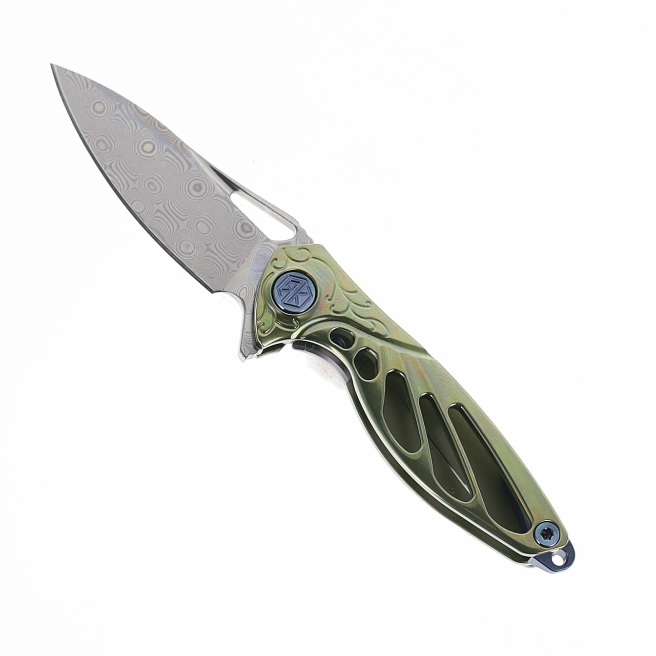 ツーちゃんです。 Rike Mini Hummingbird Folding Knife Gold Titanium Handle Damascus