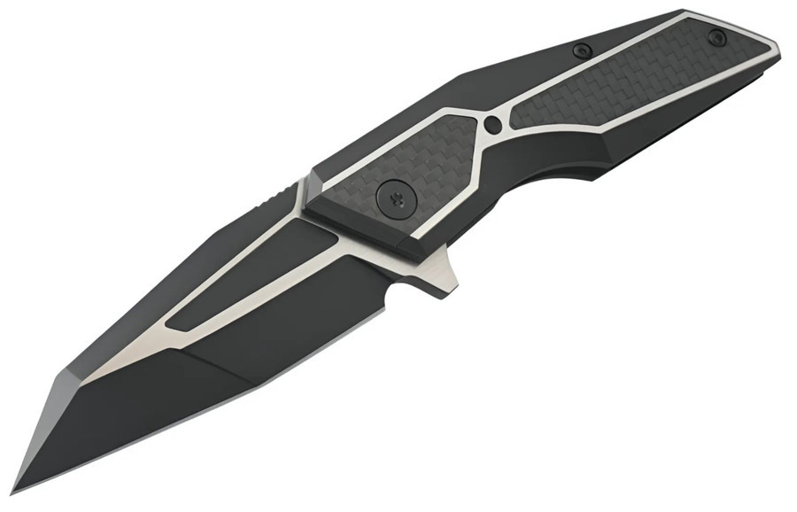 Brous Blades Recluse Folding Knife Black Aluminum w/ Carbon Fiber
