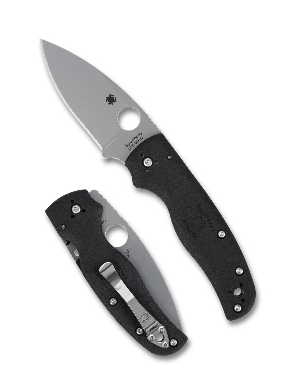 専用 4 Spyderco Shaman Lightweight Folding Knife Black FRN Handle CTS