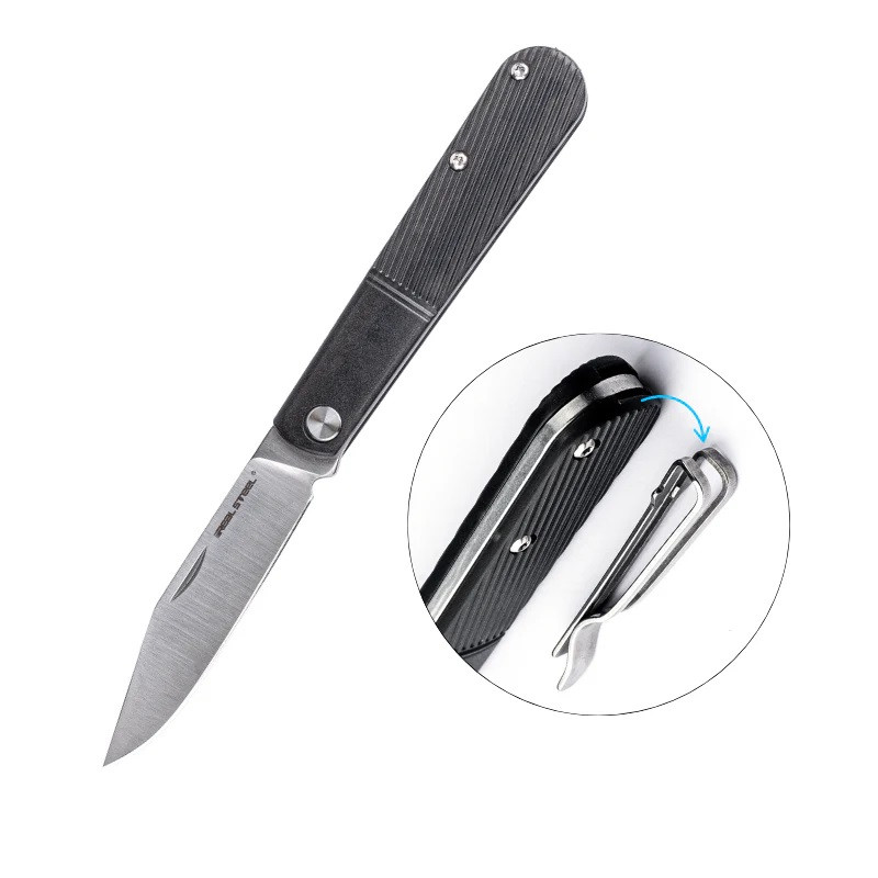Real Steel Real Barlow Folding Knife Black Plastic Handle 12C27