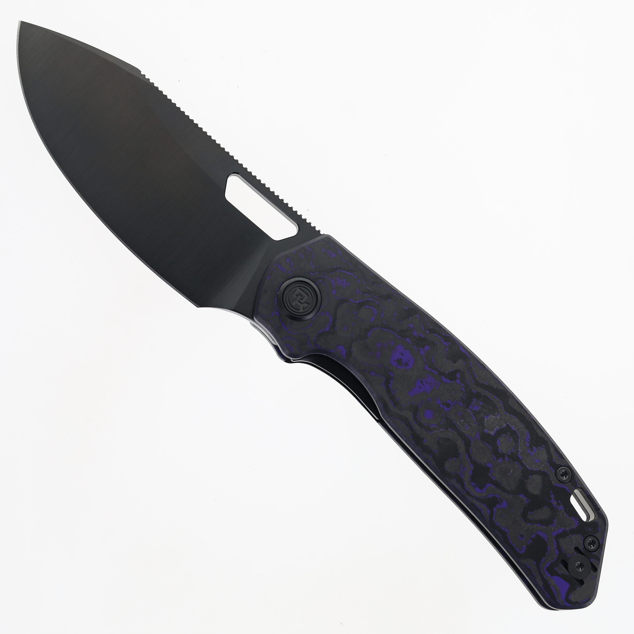 Divo Knives Growler XL Folding Knife Purple Flow Camo Carbon