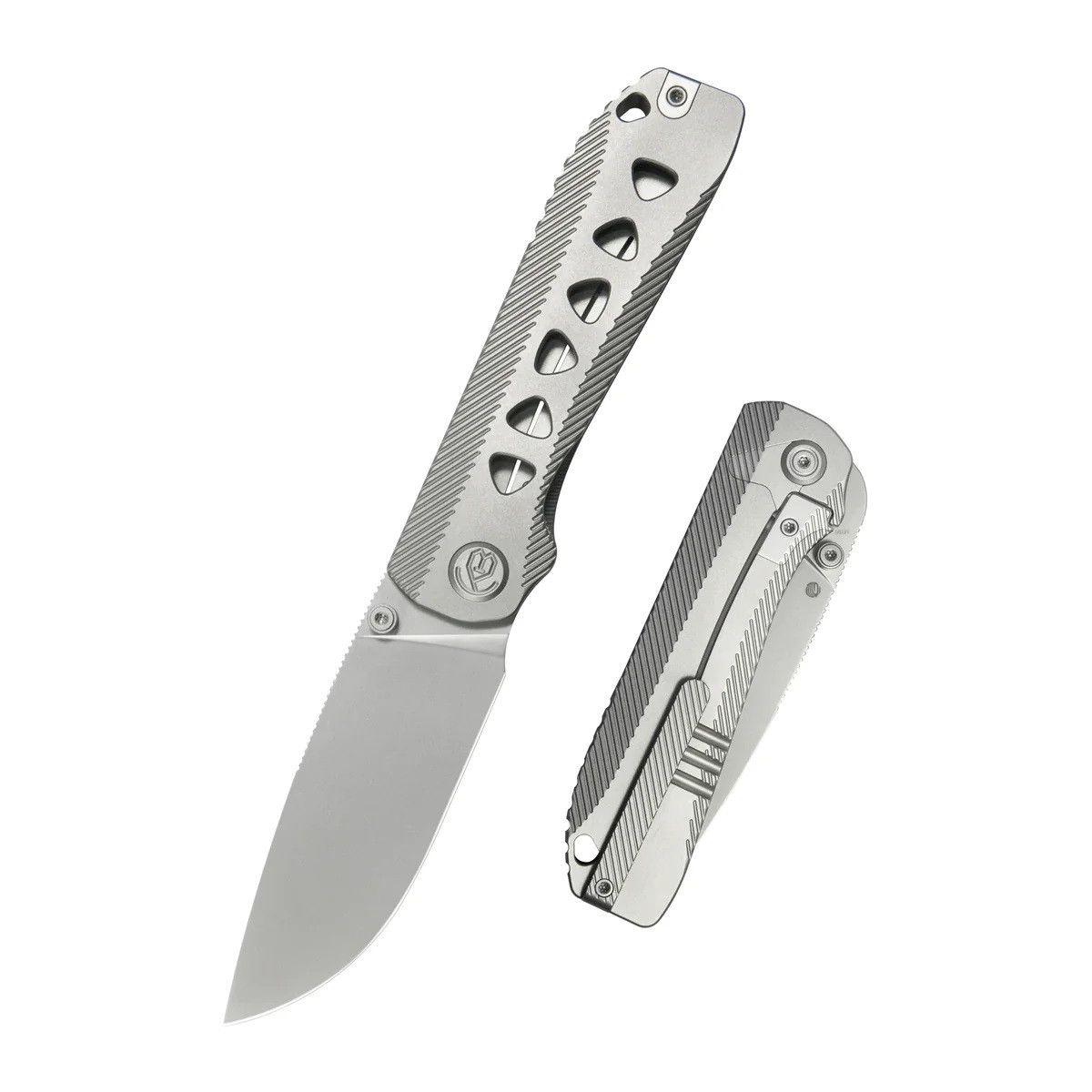 KB Knives Zephyr Folding Knife Grey Integral Titanium Handle M390