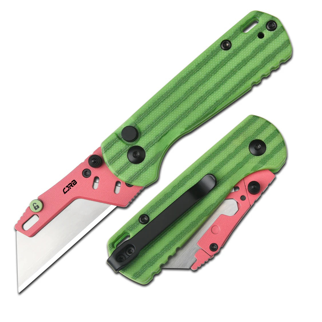 CJRB Boxed Folding Knife Green Watermelon G10 Handle 2cr Plain