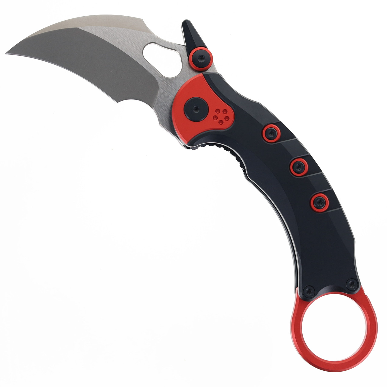 Maxace Blacklight Karambit Folding Knife Black-Red Aluminum Handle