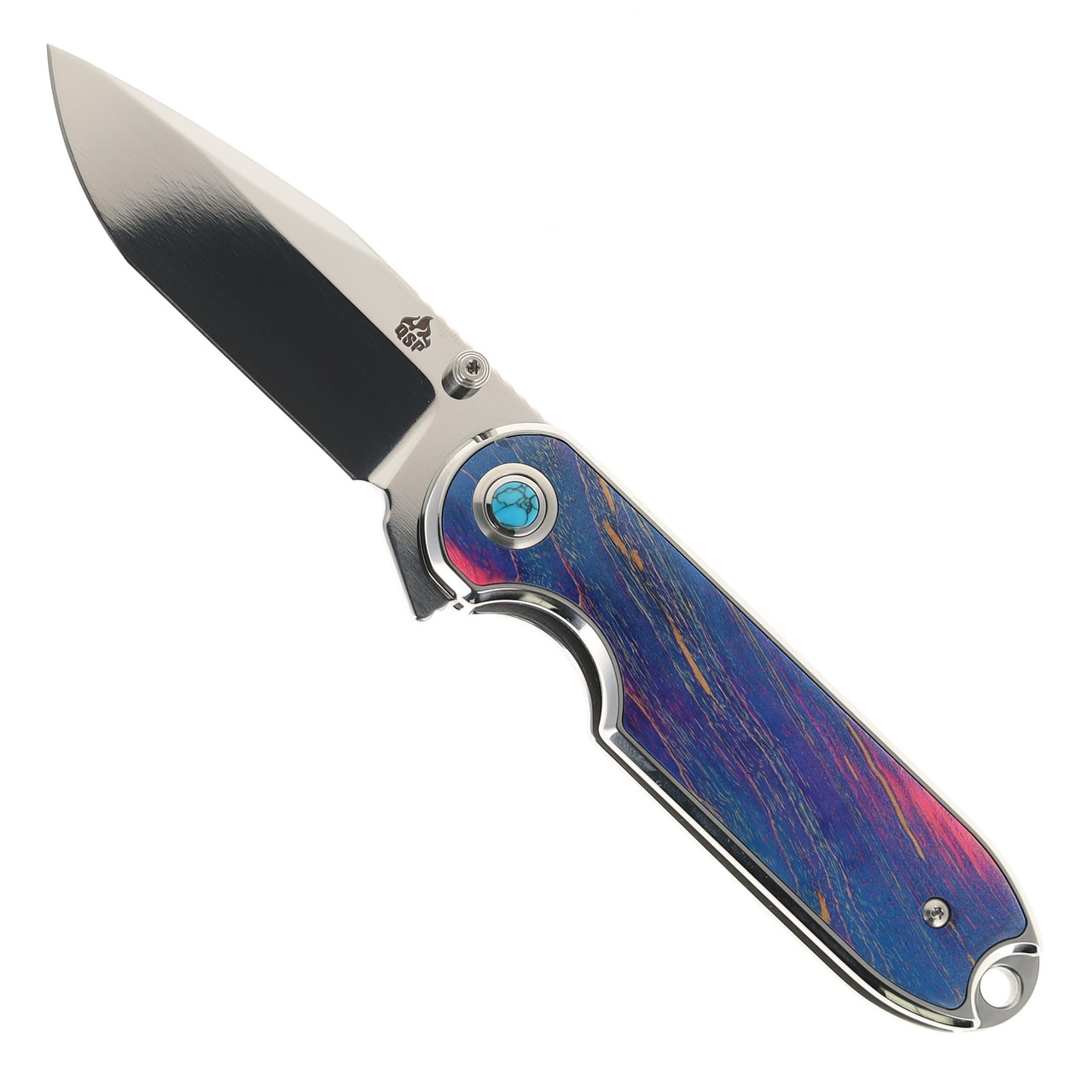 QSP Nebula Folding Knife Stabalized Wood Handle 14C28N Clip Point