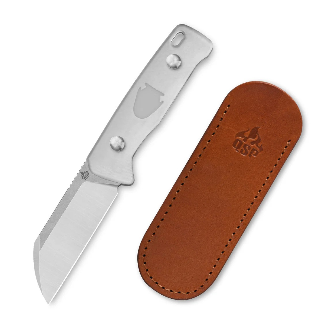 QSP Baby Penguin Fixed Blade Knife Grey Acrylic Handle 14C28N