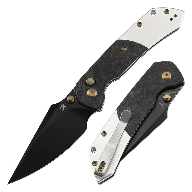 Kansept Fenrir Folding Knife Shredded Carbon Fiber/SW Aluminum