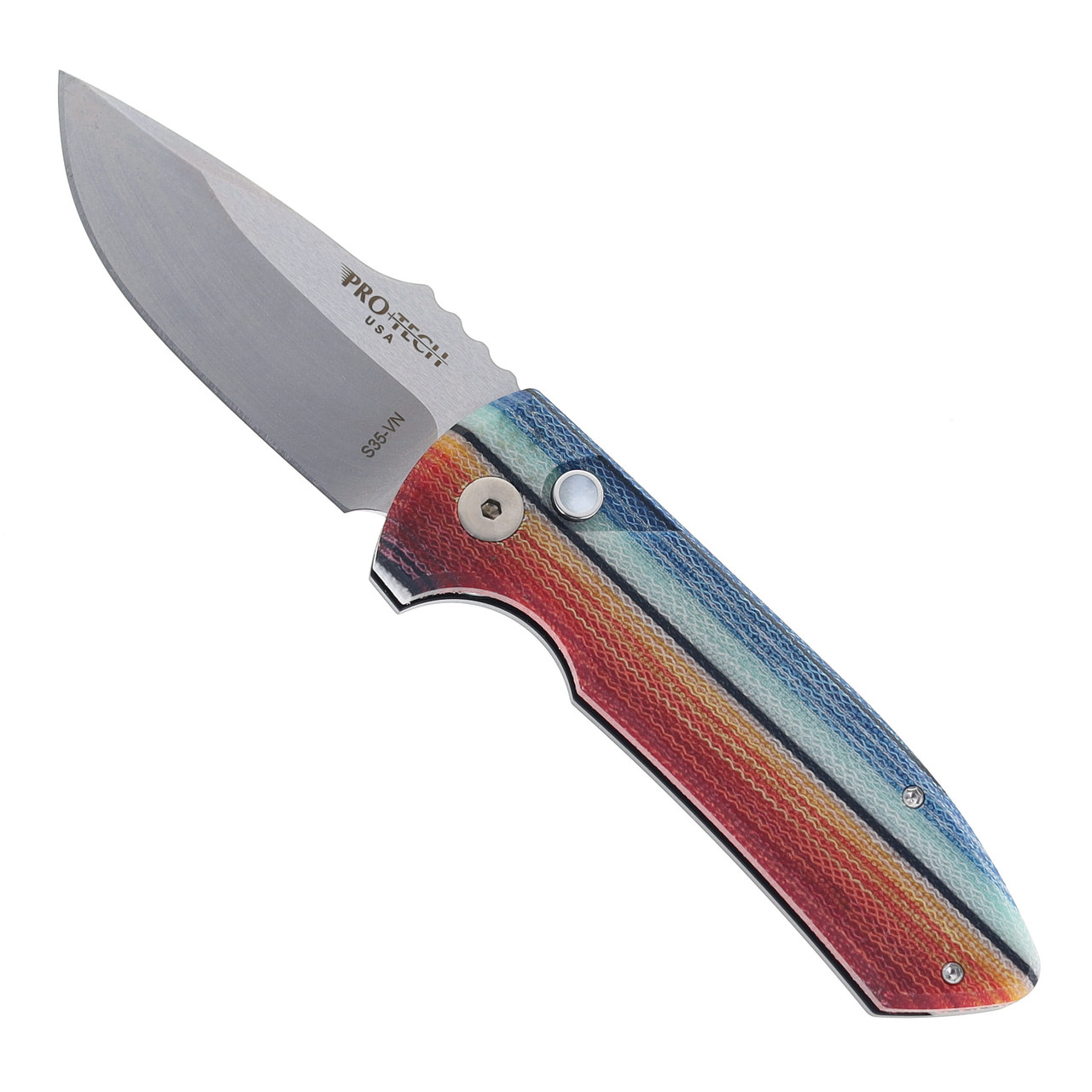 Pro-Tech Knives SBR Automatic Knife Mexican Blanket Micarta Handle