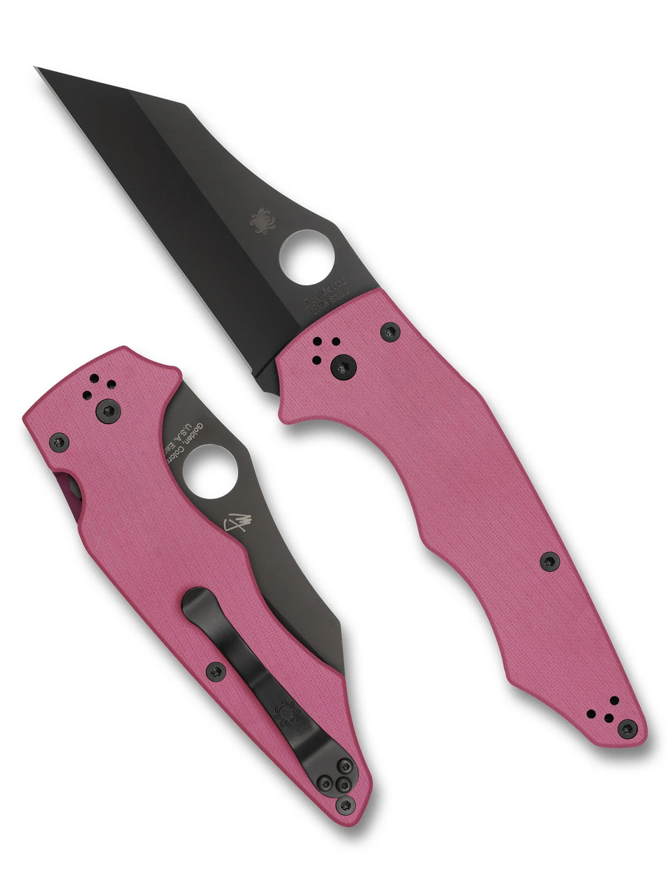 Spyderco YoJumbo Folding Knife Pink G10 Handle S30V Plain Black