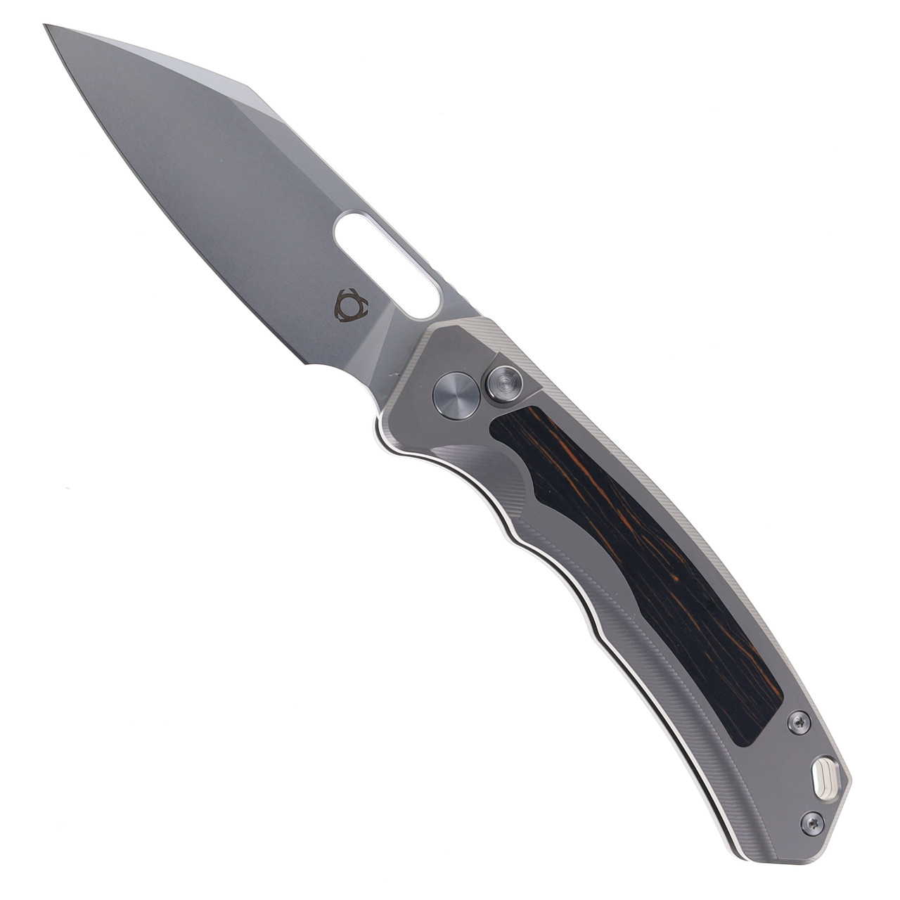 SixLeaf SL-76 Folding Knife Titanium Handle Gmascus Inlay Button SixLeaf SL-76 Folding Knife Titanium Handle Gmascus Inlay Button