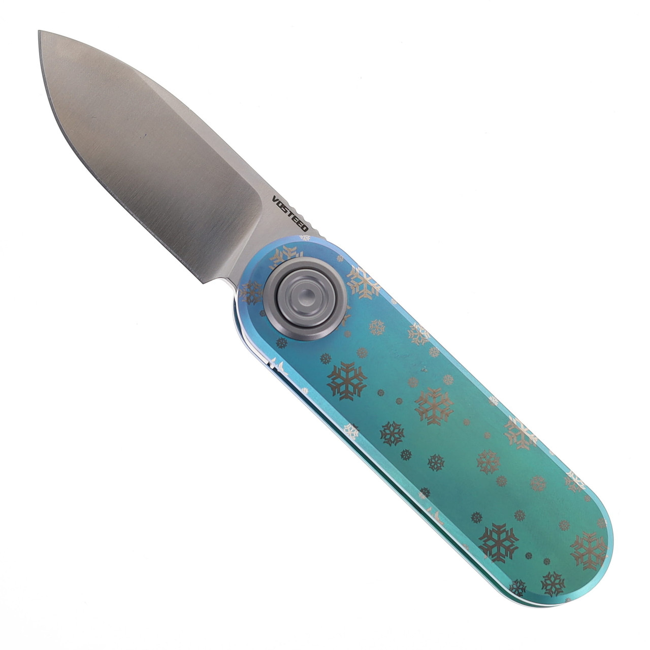 Vosteed Christmas Corgi V Folding Knife Evergreen Frost Titanium