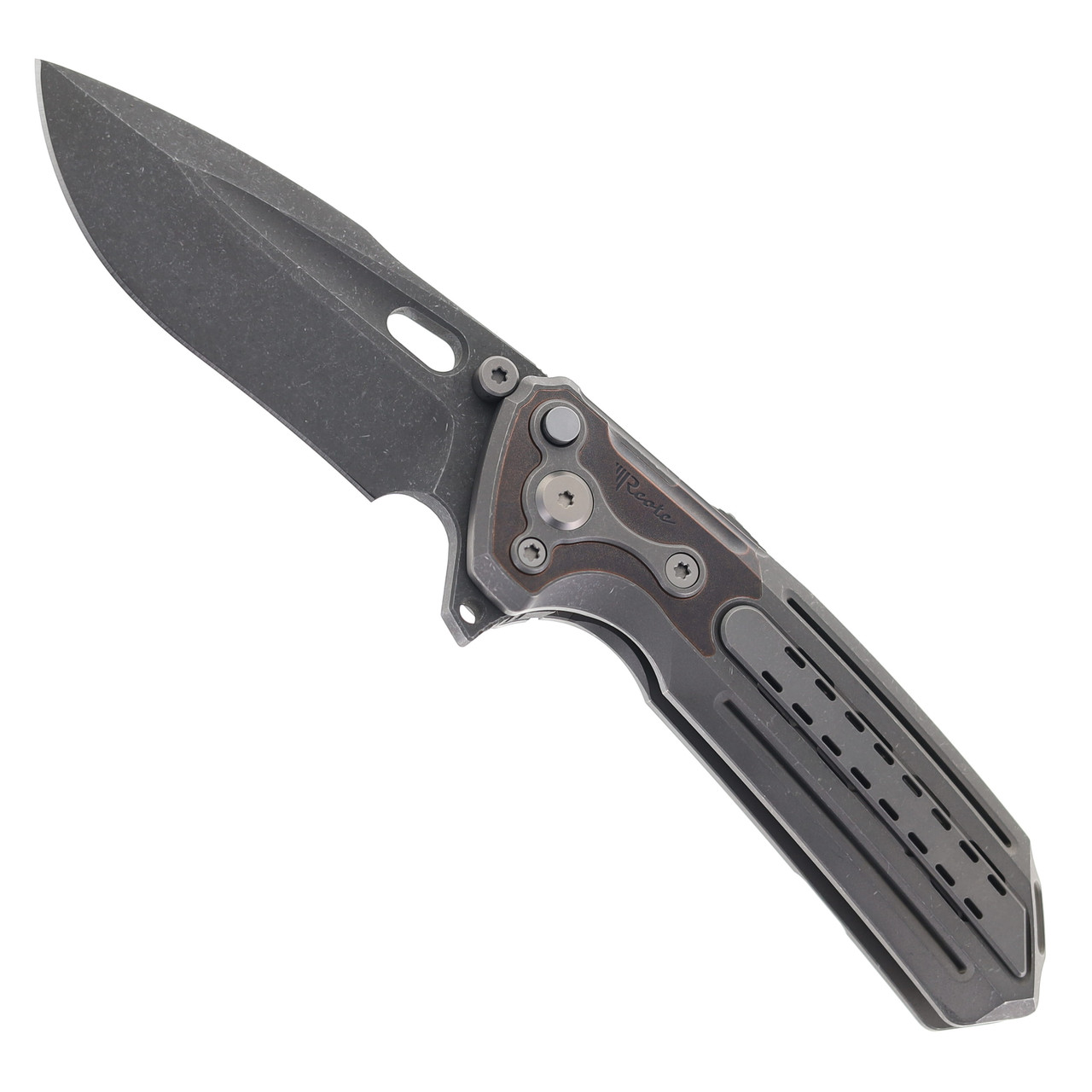 Reate T600 Terminator Folding Knife Titanium Dark Washed handle