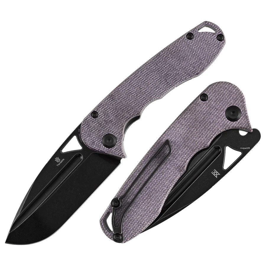 Tenable Bombur Folding Knife Purple Micarta Handle D2 Drop Point