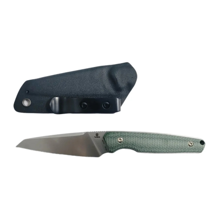 Tenable Parr Fixed Blade Knife Green Micarta Handle 14C28N Reverse