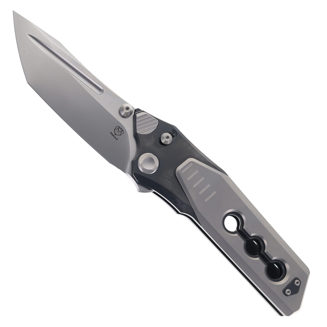 Poikilo Folding Knife Pearlescent Stonewash Titanium Handle M398
