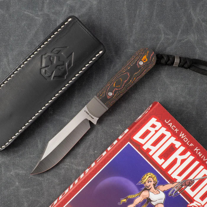 Jack Wolf Knives Collusion Fixed Blade Titanium Stripe Handle S90V