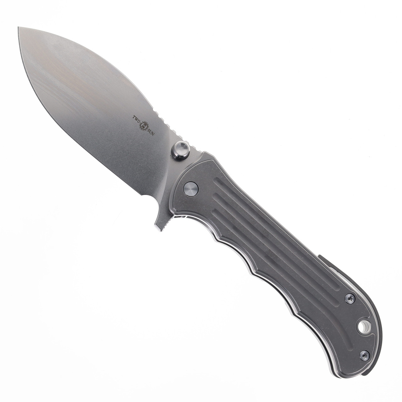 【希少】 2G ／ N.47 Paulo David TwoSun Folding Knife Titanium Handle Leaf Blade S90V Plain Edge