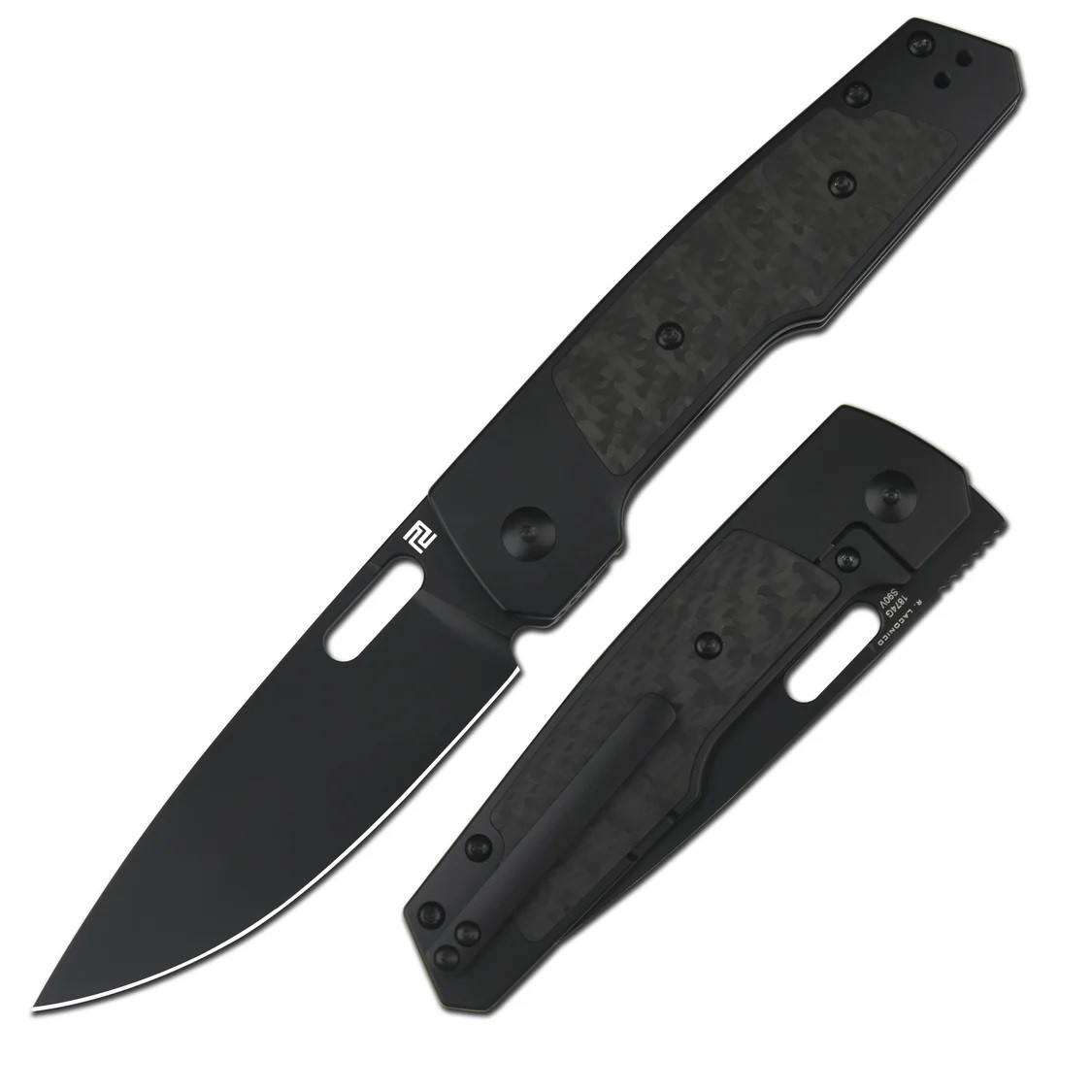 Artisan Black Knight Knife Black Titanium/Carbon Fiber Handle S90V