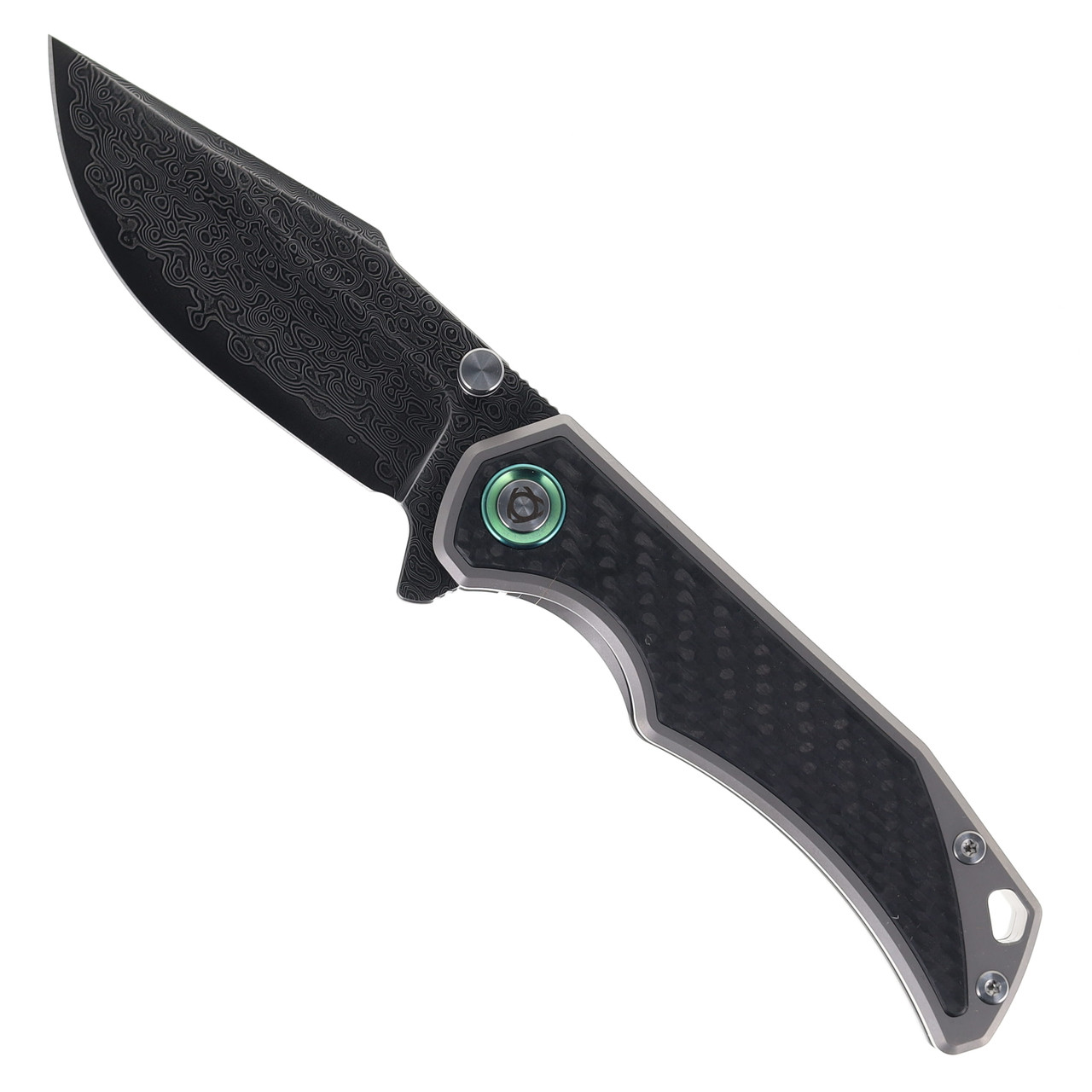 BlackLeafページ SixLeaf Folding Knife Titanium/Carbon Fiber Handle Damascus-VG10