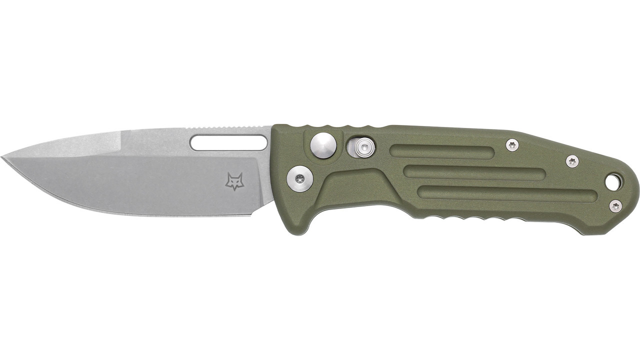 Fox New Smarty Automatic Knife OD Green Aluminum Handle N690 Plain