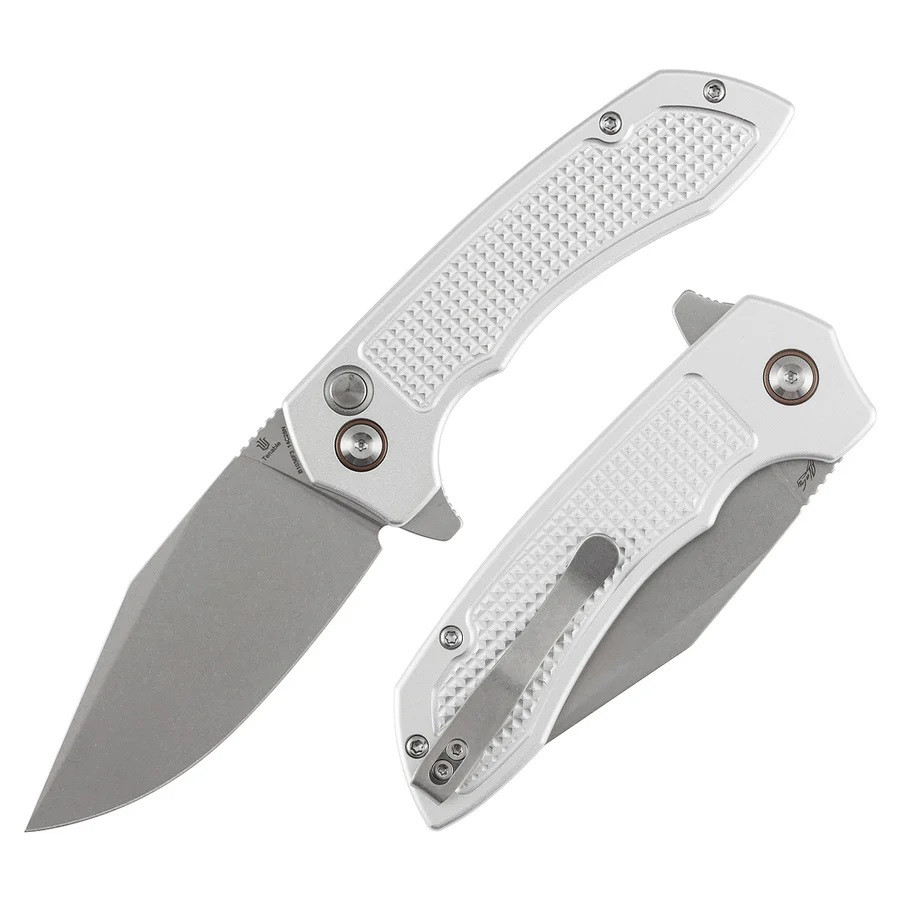 Tenable Entity Folding Knife Silver Aluminum Handle 14C28N Drop