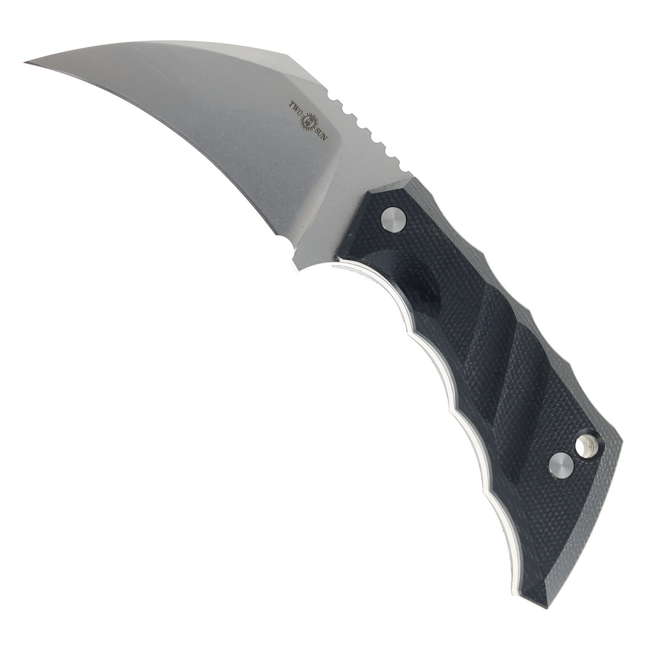 TwoSun Fixed Blade Knife Black Micarta Handle D2 Plain Edge TS618