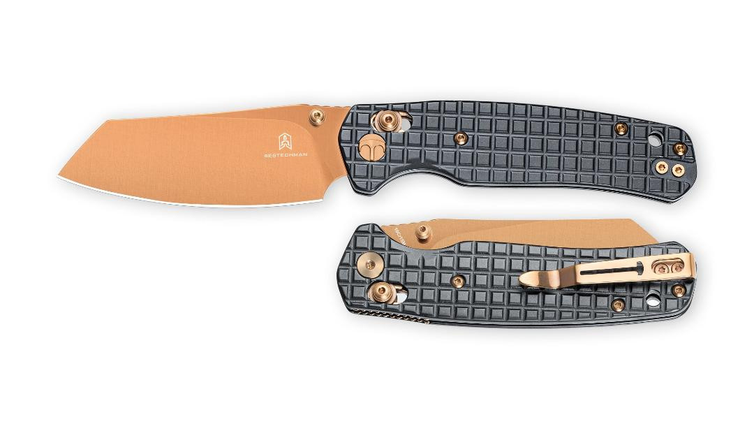 『TEN BUFFA SHT BROWN M』 Bestechman Cicada's Wing Folding Knife Black PVD Stainless Steel